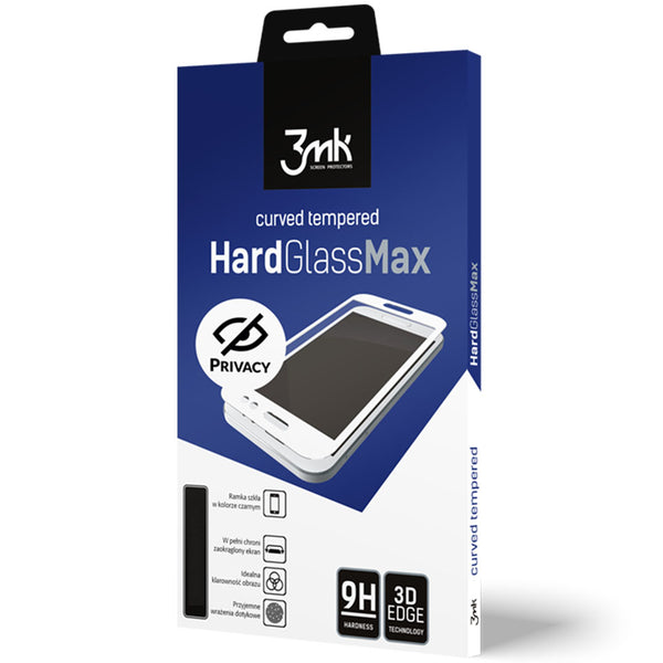 Gehärtetes Glas 3mk HardGlass Max Privacy für iPhone 13 Pro Max, schwarzer Rahmen