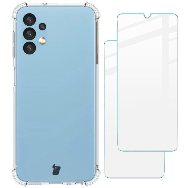 Schutzhülle + 2x Glas Bizon Case Clear Galaxy A13 4G, Transparent