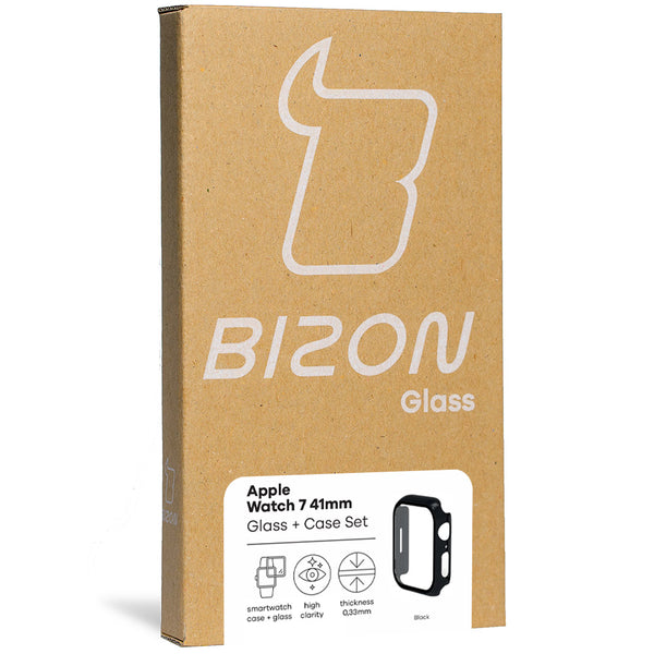 Bizon Case, Gehäuse + Glas Set Apple Watch 7 41mm, schwarz
