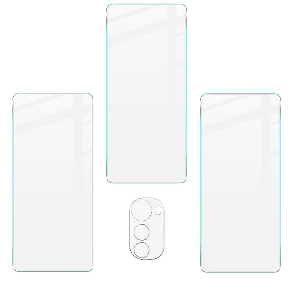 Gehärtetes Glas Bizon Glass Clear - 3 Stück + Kameraschutz, Motorola Moto E32 / E32s