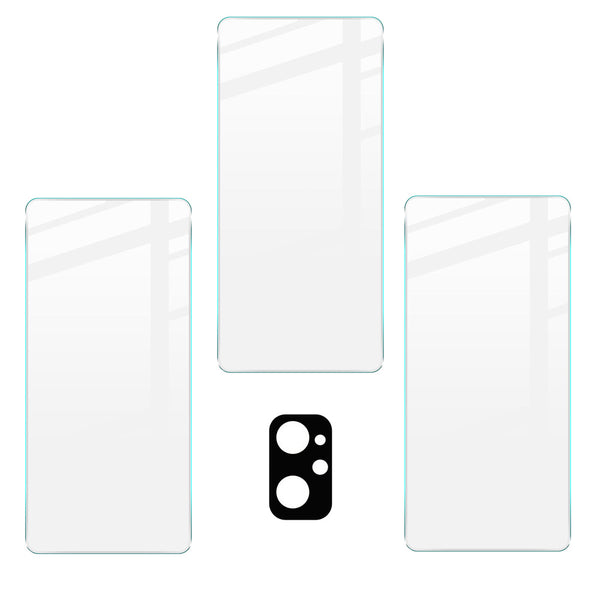 Gehärtetes Glas Bizon Glass Clear - 3 Stück + Kameraschutz, Realme 9i