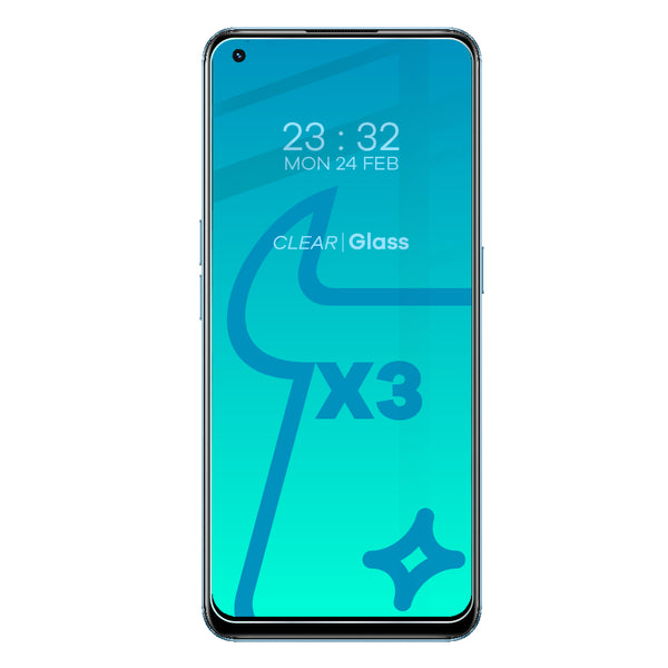 Gehärtetes Glas Bizon Glass Clear - 3 Stück + Kameraschutz, Realme 9 4G / Realme 9 Pro+