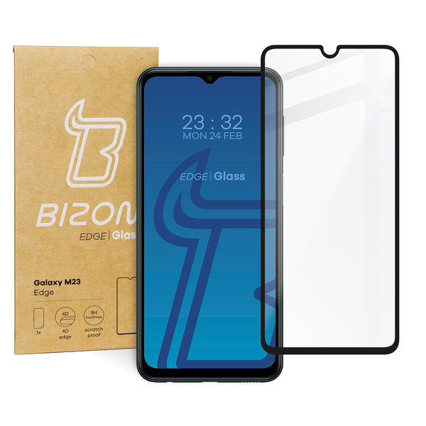 Gehärtetes Glas Bizon Glass Edge für Galaxy M23, Schwarz