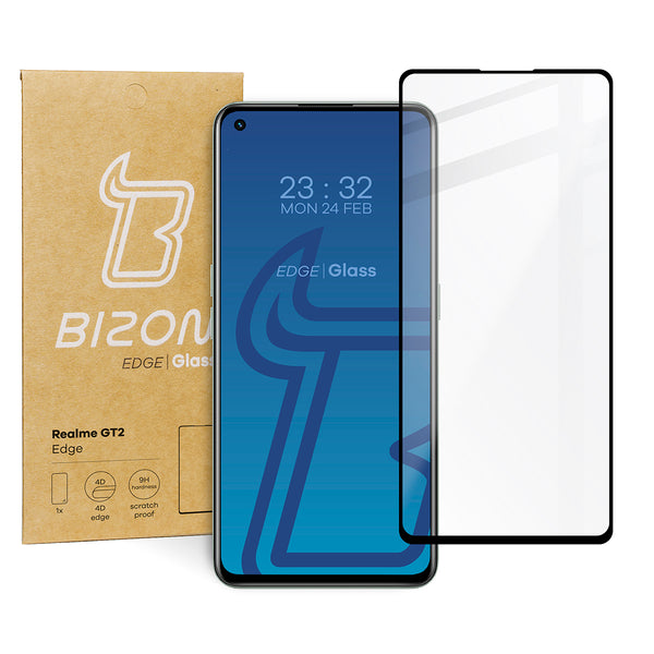 Gehärtetes Glas Bizon Glass Edge für Realme GT 2, Schwarz