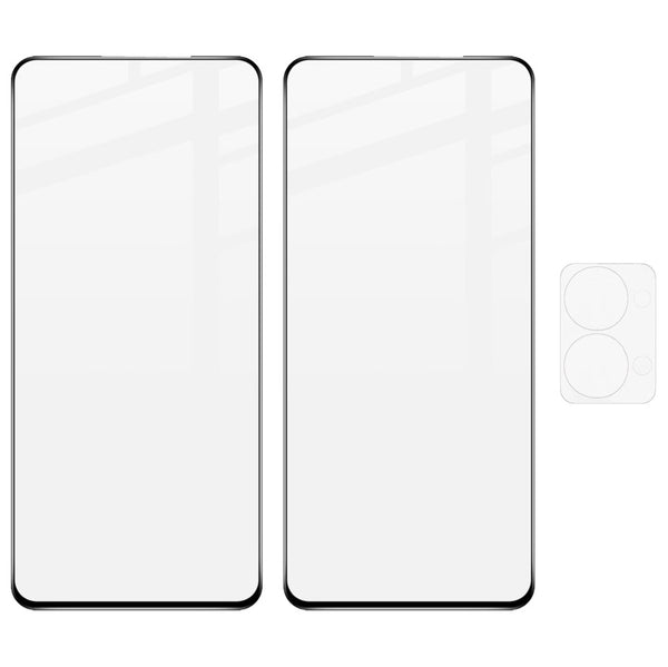 Gehärtetes Glas Bizon Glass Edge - 2 Stück + Kameraschutz, OnePlus Nord 2T, Schwarz