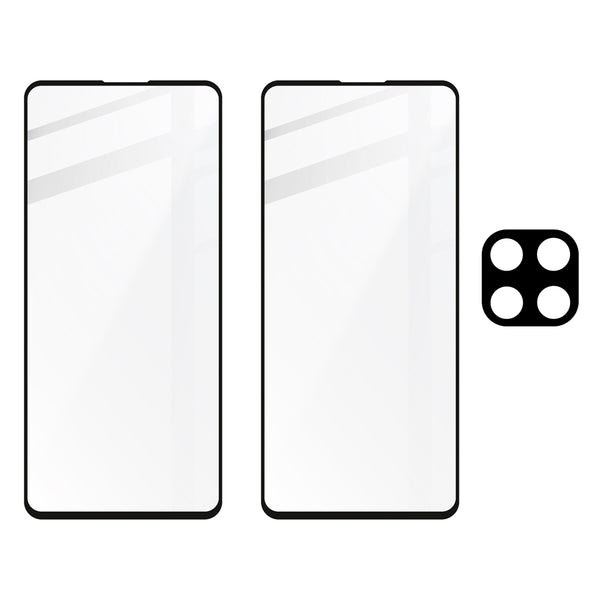 Gehärtetes Glas Bizon Glass Edge - 2 Stück + Kameraschutz, Galaxy M53 5G, Schwarz