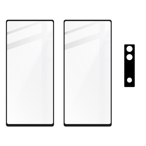 Gehärtetes Glas Bizon Glass Edge - 2 Stück + Kameraschutz, Google Pixel 6A, Schwarz