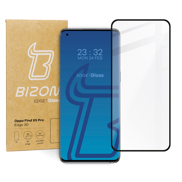 Gehärtetes Glas Bizon Glass Edge für Oppo Find X5 Pro, Schwarz