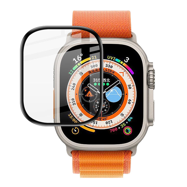 Gehärtetes Glas Bizon Glass Edge für Apple Watch Ultra 49mm, Schwarz