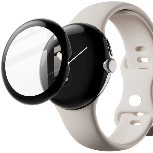Gehärtetes Glas Bizon Glass Edge für Google Pixel Watch, Schwarz