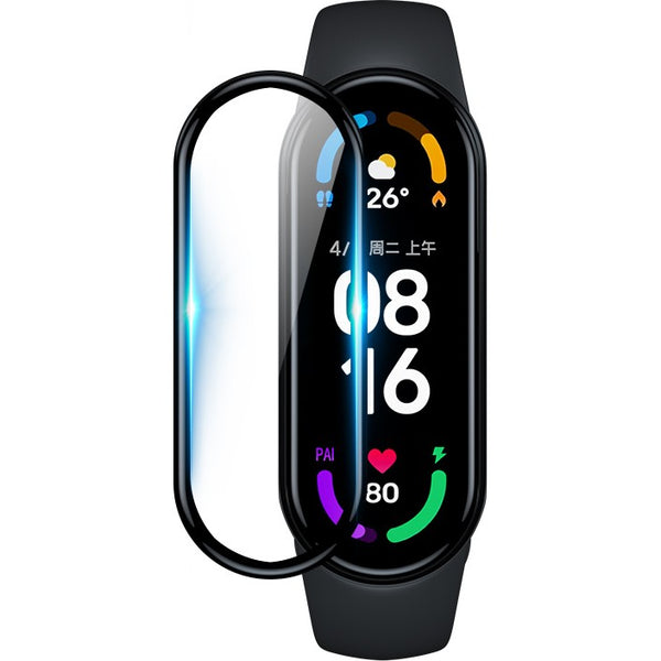 Gehärtetes Glas Bizon Glass Edge für Xiaomi Mi Smart Band 7, Schwarz