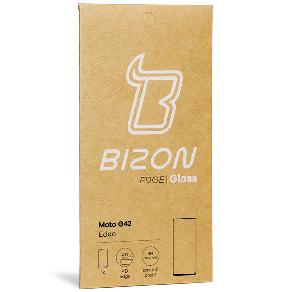 Gehärtetes Glas Bizon Glass Edge für Motorola Moto G42, Schwarz