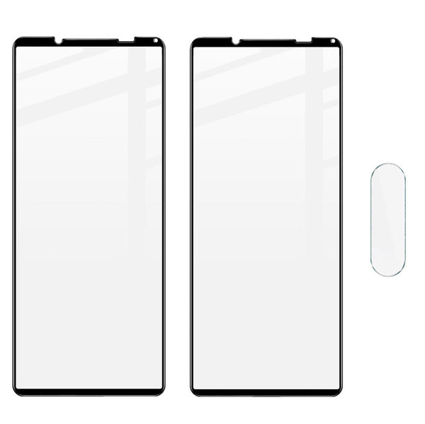 Gehärtetes Glas Bizon Glass Edge - 2 Stück + Kameraschutz, Sony Xperia 10 IV, Schwarz