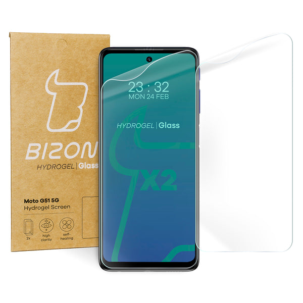 Hydrogel Folie für den Bildschirma Bizon Glass Hydrogel, Moto G51 5G, 2 Stück