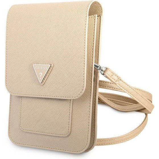 Guess Saffiano Triangle Universaltasche / Schuber 100 x 160 mm, beige