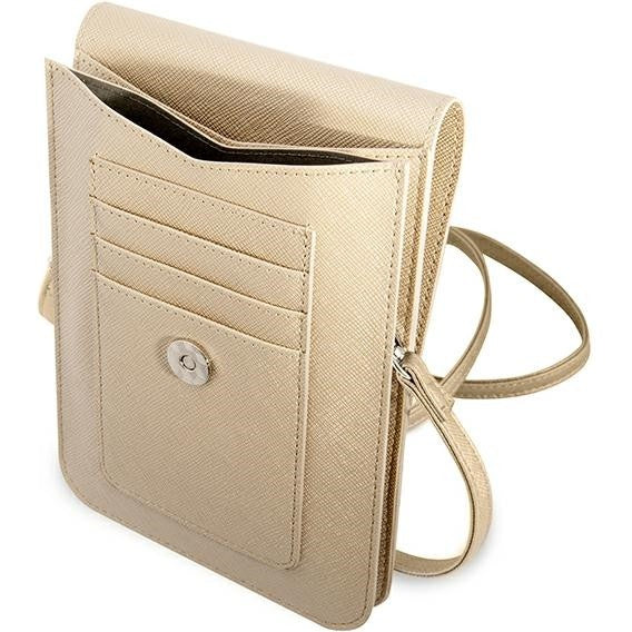 Guess Saffiano Triangle Universaltasche / Schuber 100 x 160 mm, beige