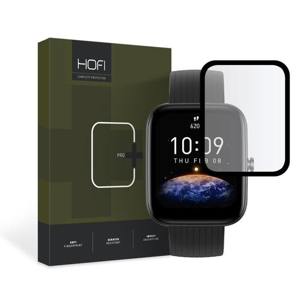 Gehärtetes Glas Hofi Hybrid Pro+, Amazfit 3/ 3 Pro, Schwarz