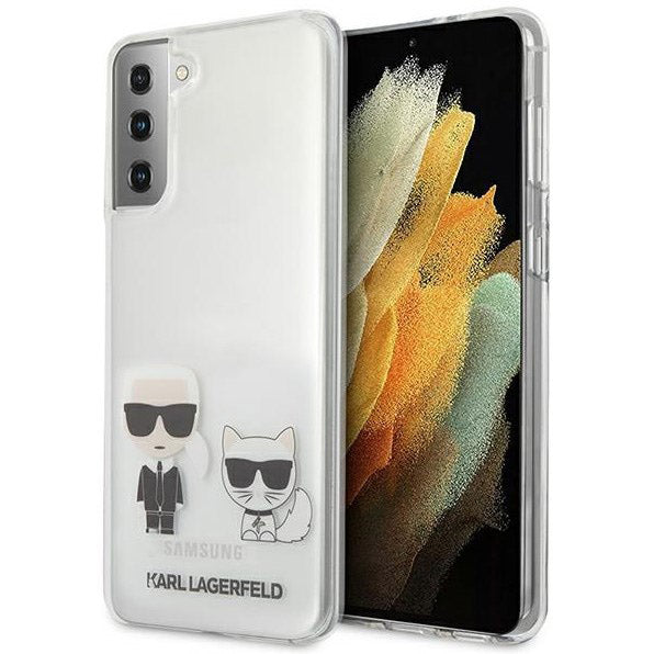 Originale Hülle der Marke Karl Lagerfeld Choupette Fun für das Samsung Galaxy S21 Plus, transparent.