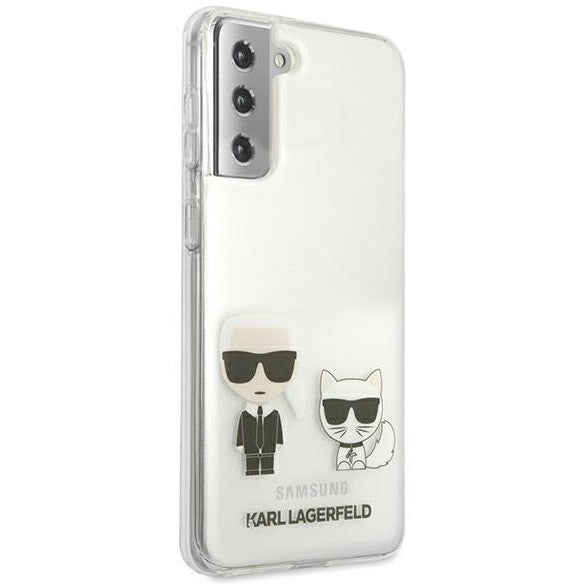 Originale Hülle der Marke Karl Lagerfeld Choupette Fun für das Samsung Galaxy S21 Plus, transparent.