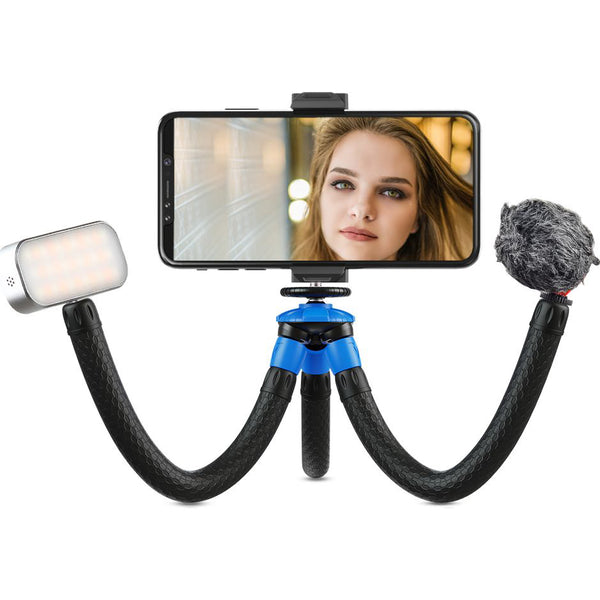 Apexel Flexibles Stativ APL-JJ07 Ständer für Handy, Kamera, Camcorder, Blau / Schwarz