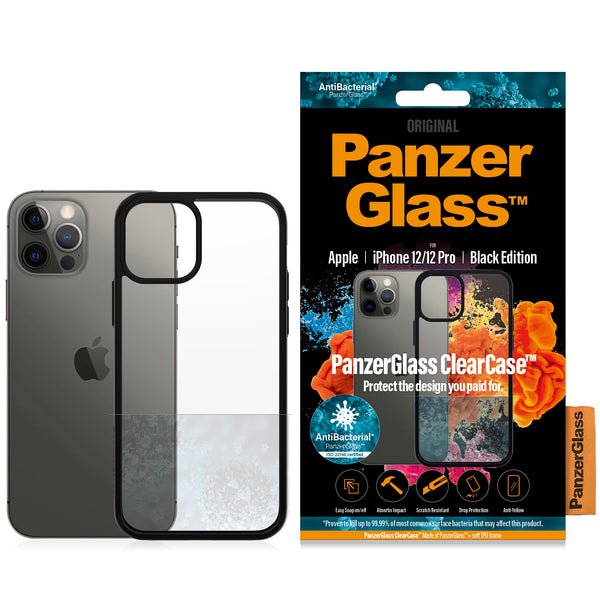 Antibakterielle Schutzhülle PanzerGlass ClearCase Apple iPhone 12/ 12 Pro, schwarz