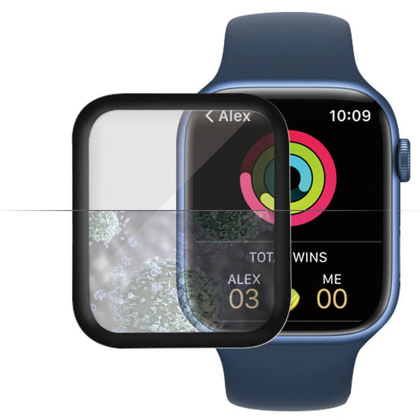 Antibakterielles Glas Panzerglass Curved Design Apple Watch 7, 45mm, transparenter Rahmen