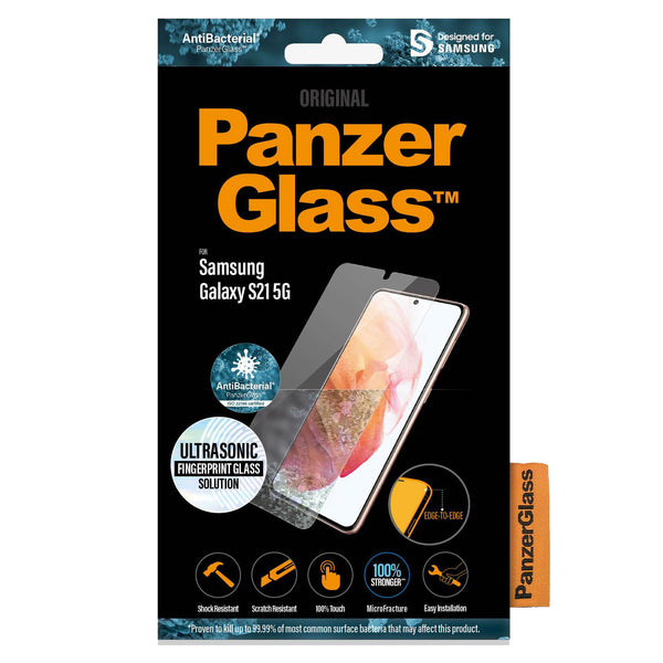 Antibakterielles Glas Panzerglass Case Friendly E2E FingerPrint Glass, Galaxy S21 5G