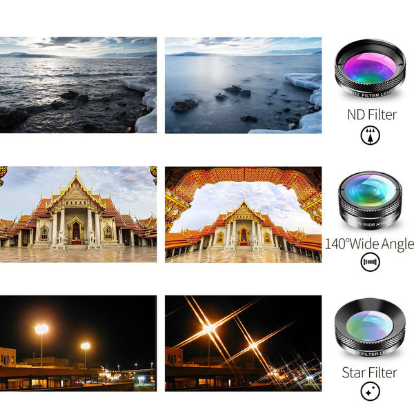 Kameraobjektive Apexel 6-in-1 für Smartphone / Tablet mit Clip