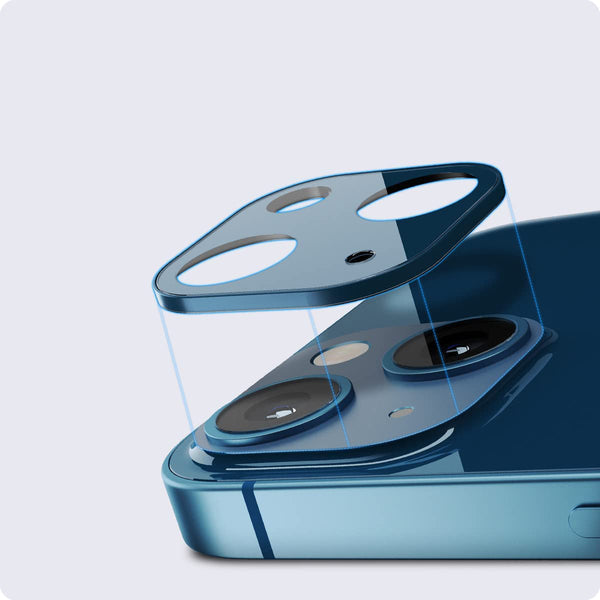 Gehärtetes Glas für Kamera Spigen Glas.tR Optik 2-Pack für iPhone 13 / 13 Mini, kompatibel mit Hülle, Blau