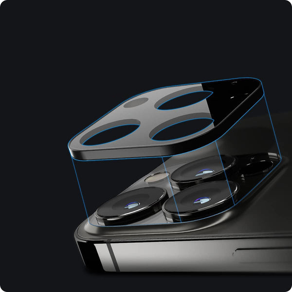 Gehärtetes Glas für Kamera Spigen Glas.tR Optik 2-Pack für iPhone 13 Pro / 13 Pro Max, kompatibel mit Hülle, schwarz