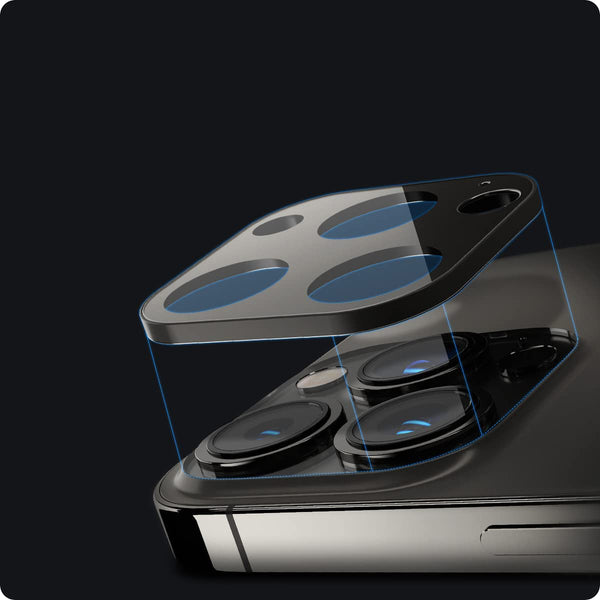 Gehärtetes Glas für Kamera Spigen Glas.tR Optik 2-Pack für iPhone 13 Pro / 13 Pro Max, kompatibel mit Hülle, Grau