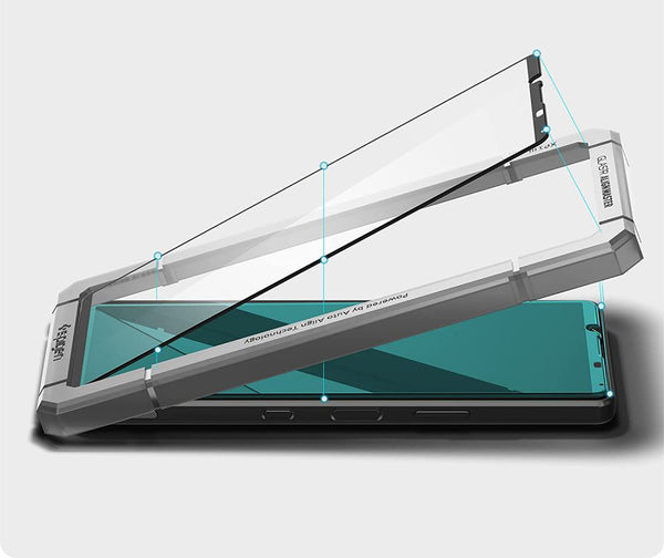 Spigen gehärtetes Glas.tR Slim FC Align Master mit schwarzem Rahmen für Xperia 1 III - kompatibel mit Hülle