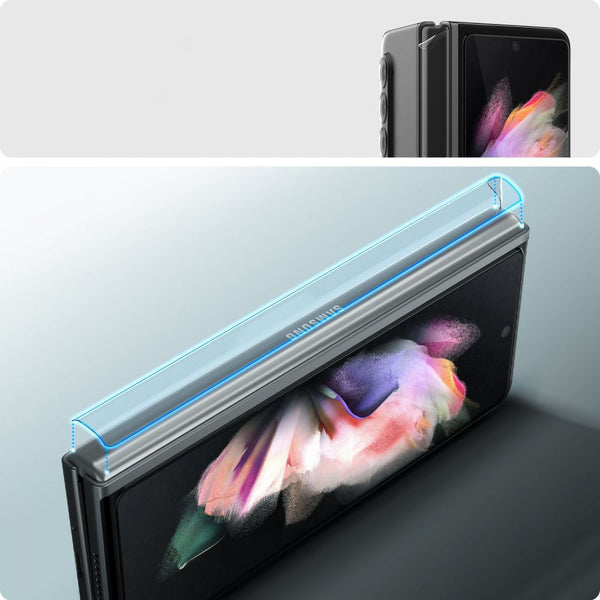 Spigen gehärtetes Glas.tR Slim FC + Hinge Film für Galaxy Z Fold 3 5G - kompatibel mit Hülle, schwarzer Rahmen