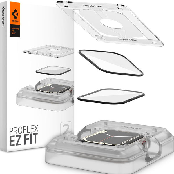 Hybridglas Spigen Pro Flex EZ Fit Apple Watch 7 - 45mm, schwarzer Rahmen