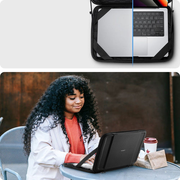 Hülle Spigen Rugged Armor Pro Pouch für 13" und 14" Laptops, Schwarz