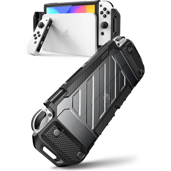 Gepanzerte Hülle Supcase UB Pro für Nintendo Switch Oled, Transparent/Schwarz.