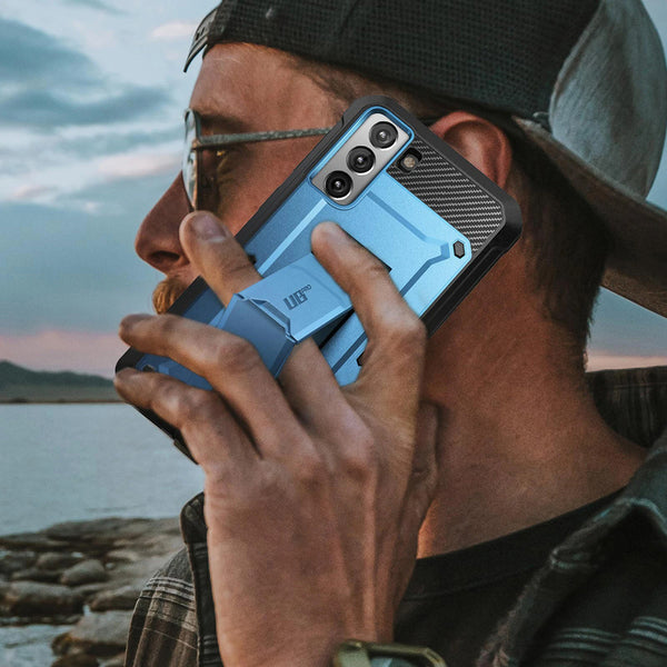 Gepanzerte Schutzhülle mit Ständer und Holster mit Drehclip Supcase aus der Serie Unicorn Beetle Pro für Samsung Galaxy S21