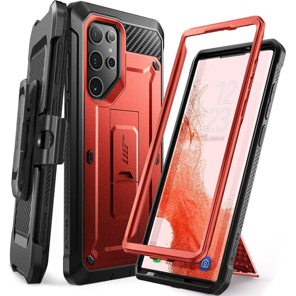 Gepanzerte Schutzhülle mit Ständer und Holster mit Drehclip Supcase aus der Serie Unicorn Beetle Pro für Samsung Galaxy S22 Ultra