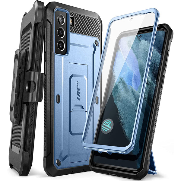 Gepanzerte Schutzhülle mit eingebautem Displayschutz Ständer und Holster mit Drehclip Supcase aus der Serie Unicorn Beetle Pro