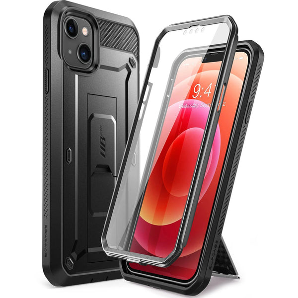 Gepanzerte Schutzhülle mit eingebautem Displayschutz Ständer und Holster mit Drehclip Supcase aus der Serie Unicorn Beetle Pro für iPhone 13