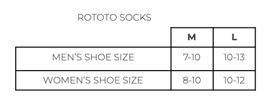 a size chart for socks