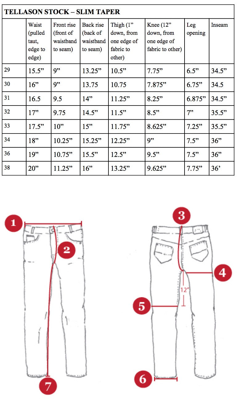 tellason stock slim tapered