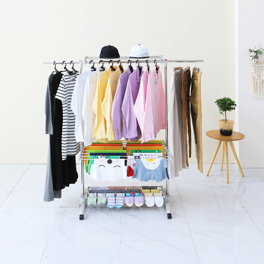 HOMEST【9112】Foldable Mobility Stainless Steel Clothes Hanger / Clothing  Drying Rack / Rak Penyidai Baju不锈钢晒衣架