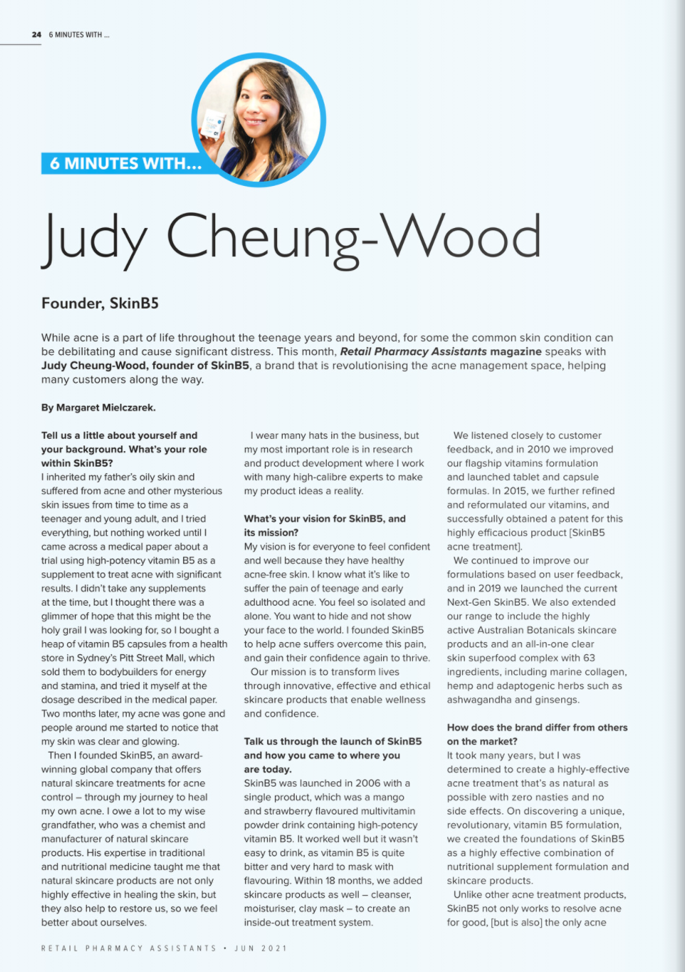 Retail Pharmacy Assistants Magazine Interview with Judy Cheung-Wood SkinB5