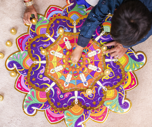  Ryri Rangoli Mandala Sand Art Kit - Create a Beautiful Art with  Our Rangoli Kit - 6 Vibrant Rangoli Powder Colors with Brush Included -  Reusable Rangoli with Sand for Adults