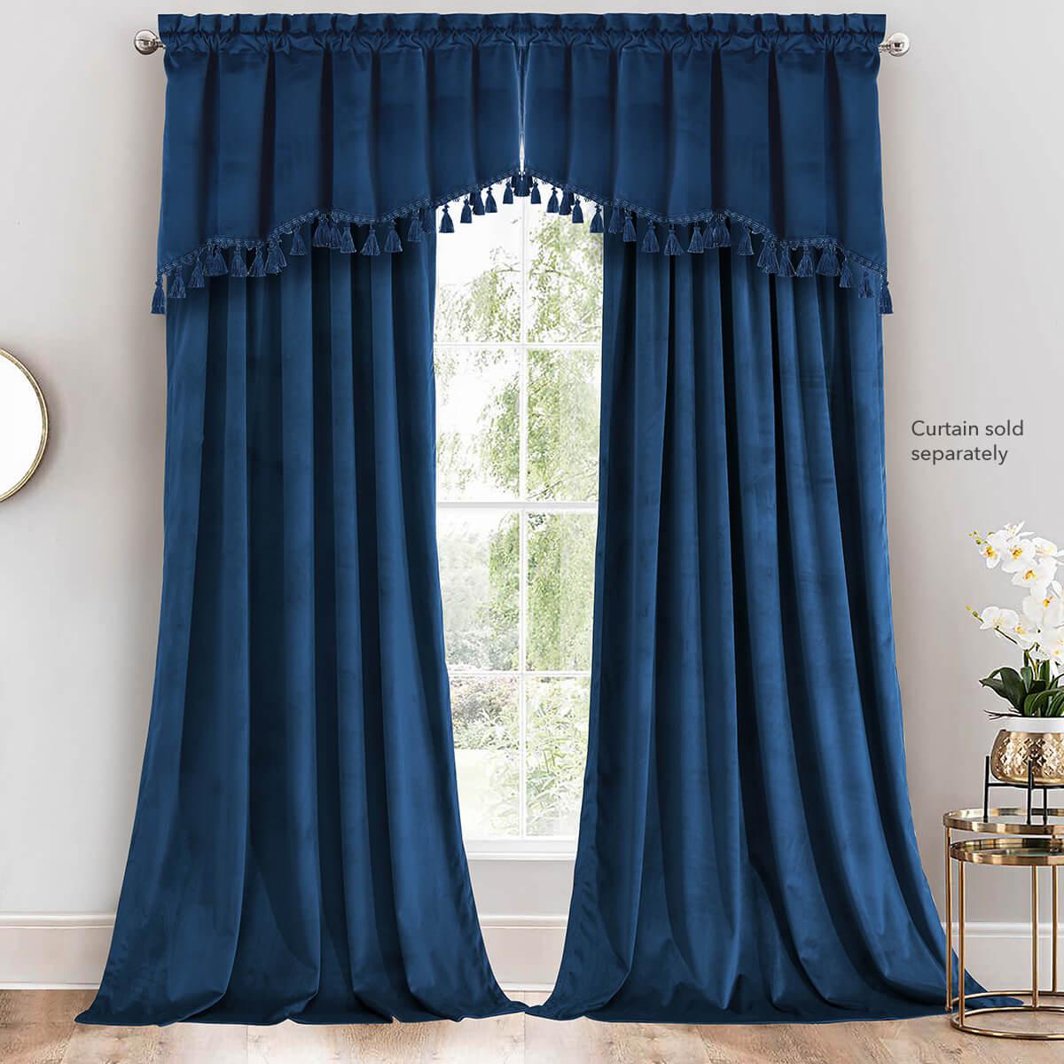 luxury flannel villa blue velvet cloth blackout curtain tulle valance drape  B739