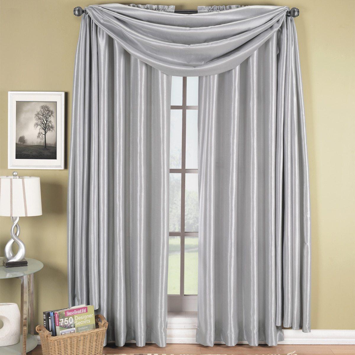 VCNY Home Carmen Pintuck Rod Pocket Light-Filtering Curtain Valance, Grey,  60 x 20 