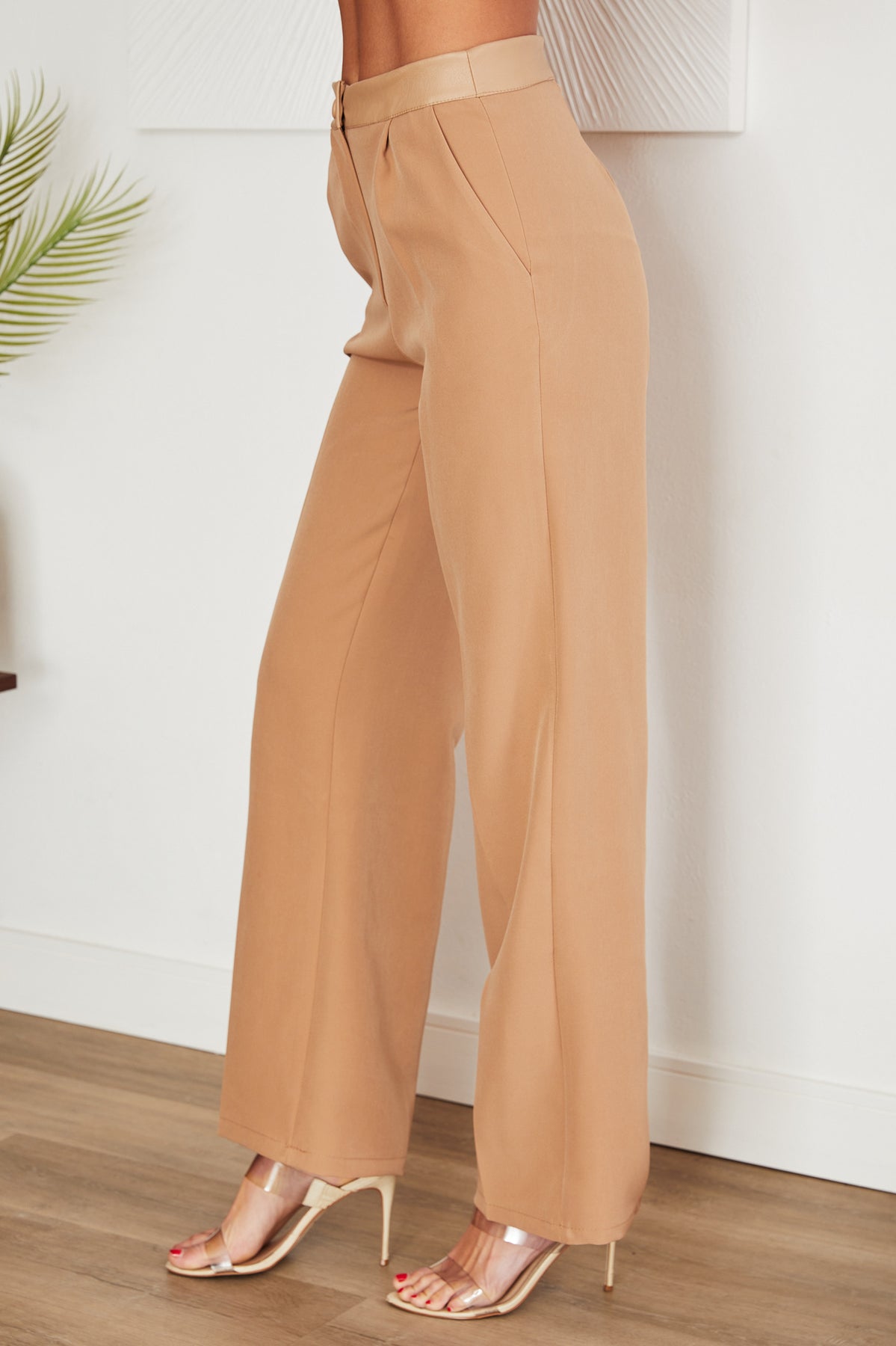 The Jora Faux Leather High Waist Legging In Camel • Impressions Online  Boutique