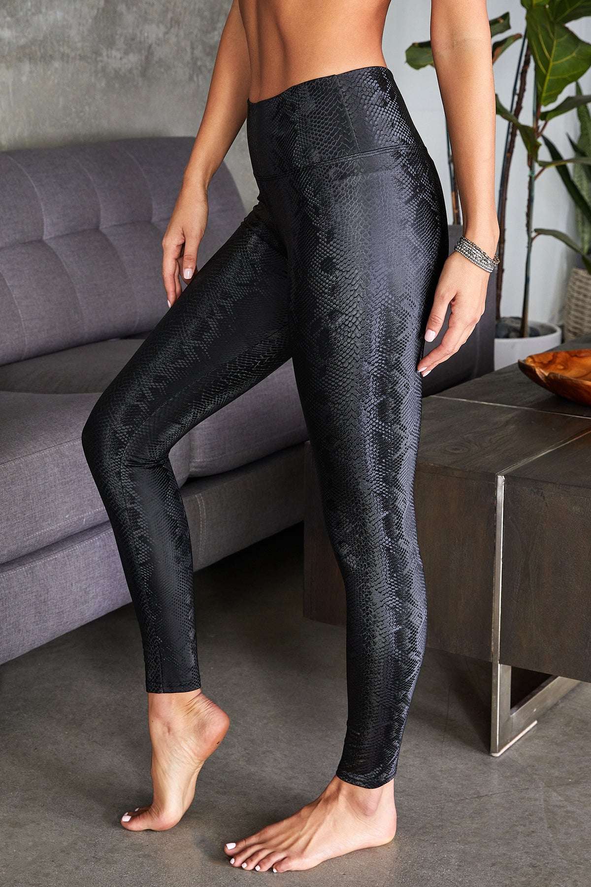 The Faux Leather Snake Riding Legging –