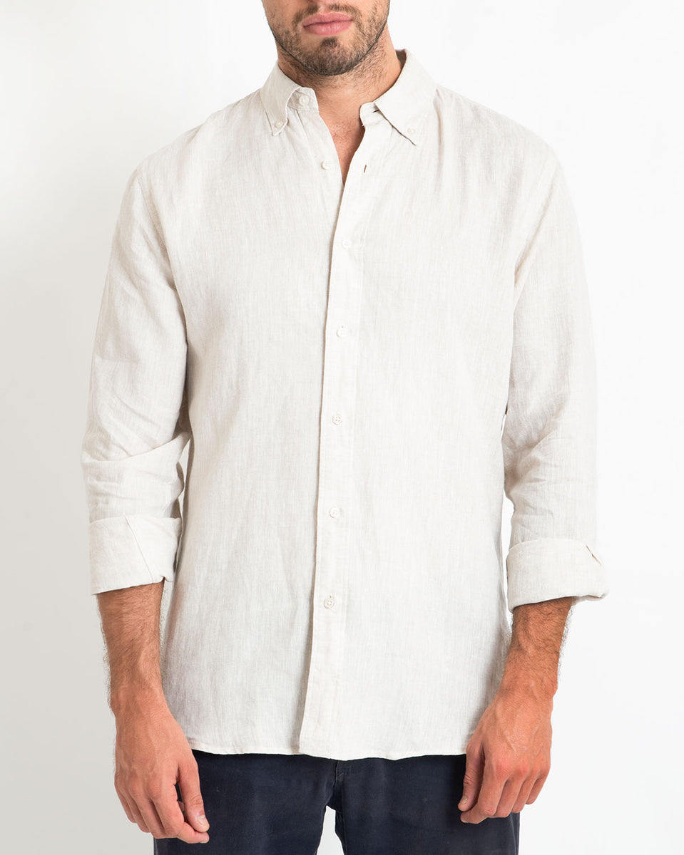 DESTii Natural Long Sleeve Linen Shirt – Destii